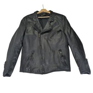 Vintage Hein Gericke Harley-Davidson AMF Black Leather Biker Jacket Mens 42 Tall